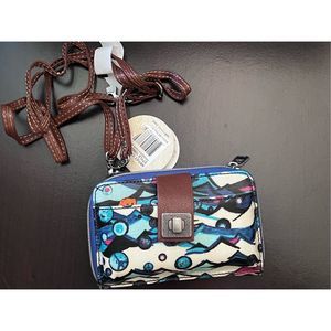 New Rare Sakroots Aquatic Ocean Artist Circle  Large Smartphone Crossbody/Wristl